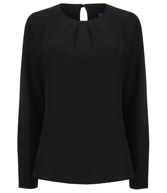 Women's pleat front long sleeve blouse