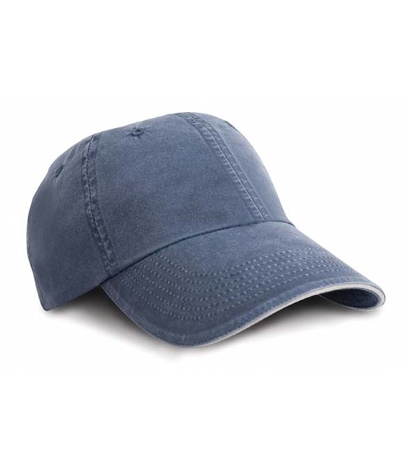 Result Headwear Washed fine line cotton cap with sandwich peak