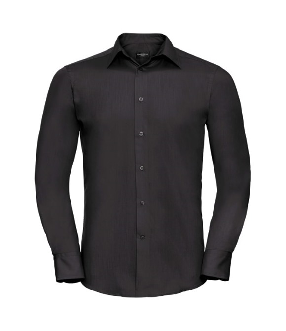 Long sleeve polycotton easycare fitted poplin shirt