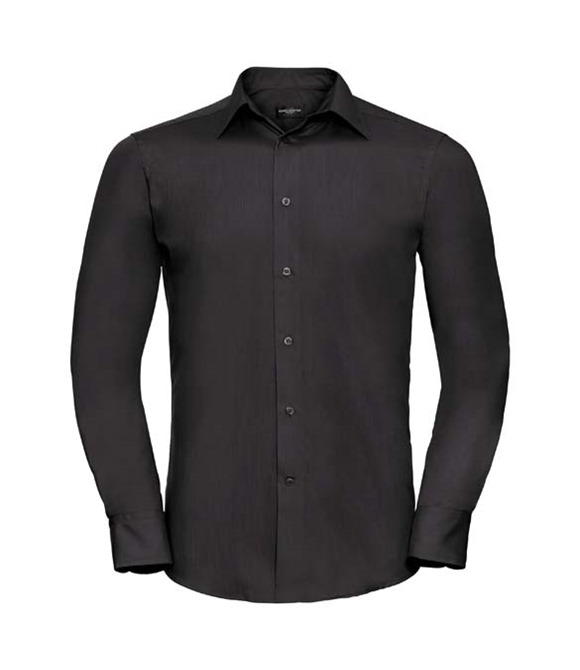 Russell Collection Long sleeve polycotton easycare fitted poplin shirt