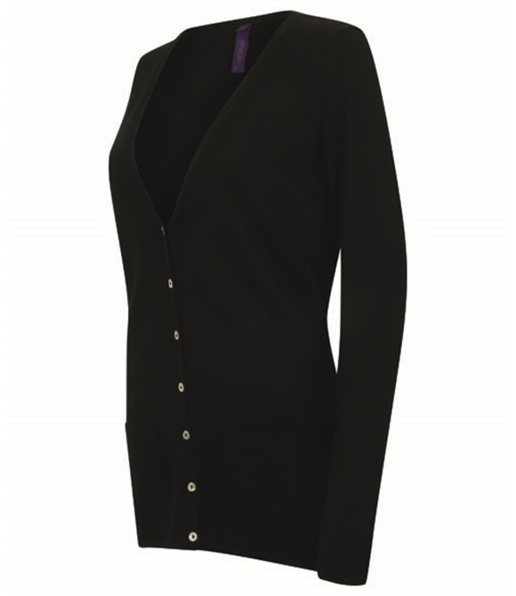 Henbury Women's v-button cardigan