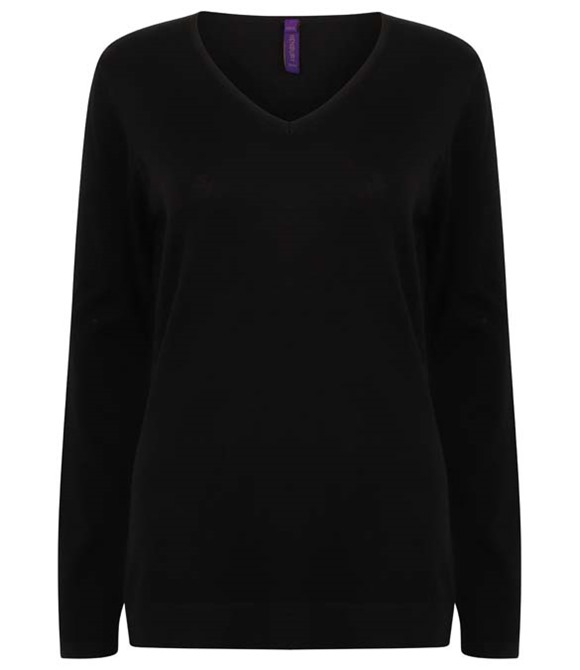 Henbury Women's 12 gauge v-neck jumper