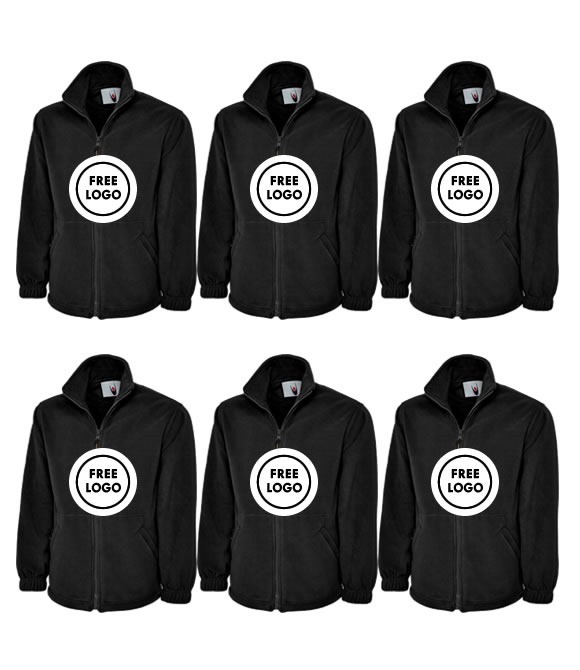 6 x UC604 Classic Full Zip Micro Fleece Jackets With Free Logo