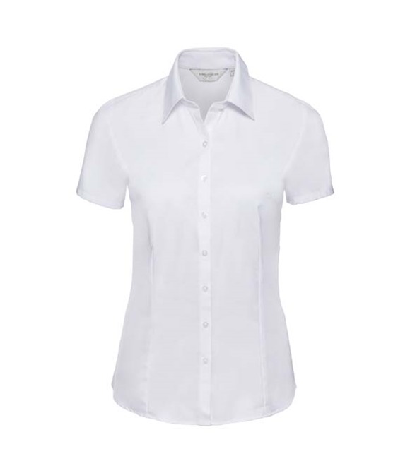 Women's short sleeve herringbone shirt