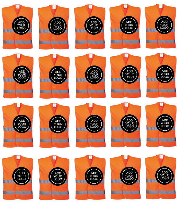 20 x Hi-Vis Two-Band Vests (C474) With Free Logo