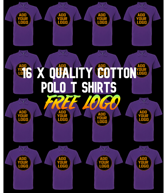 16 x Cotton Polo Shirts With Free Logo