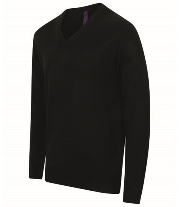 Henbury Cashmere touch acrylic v-neck jumper