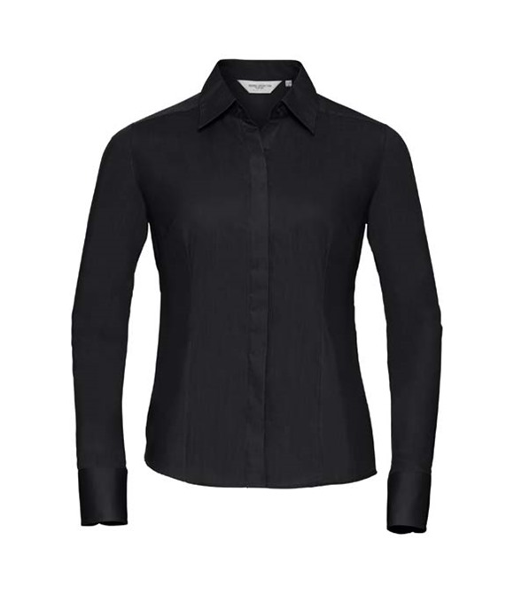 Women's long sleeve polycotton easycare fitted poplin shirt