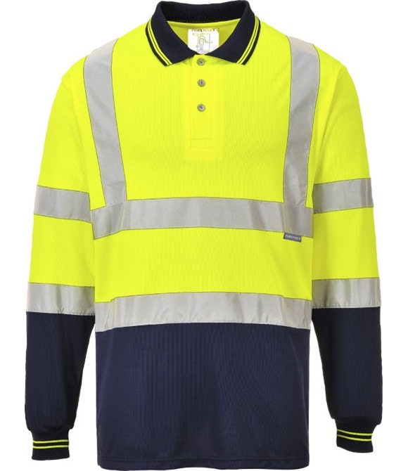 Hi-vis two-tone long sleeve polo shirt (S279)