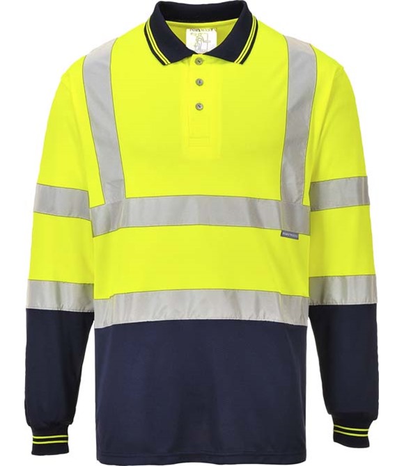 Portwest Hi-vis two-tone long sleeve polo shirt (S279)