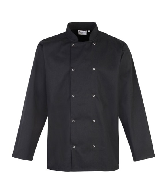 Studded front long sleeve chef's jacket