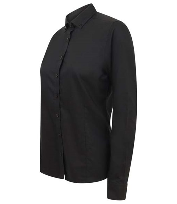 Henbury Women's modern long sleeve Oxford shirt