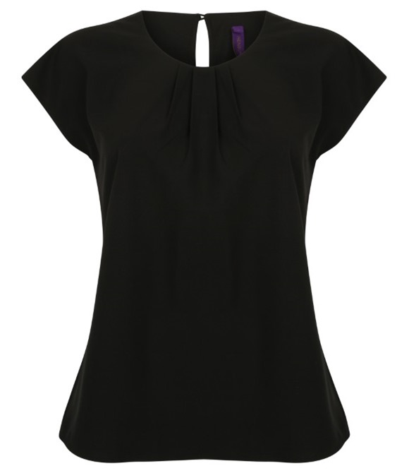Women's pleat front short sleeve blouse