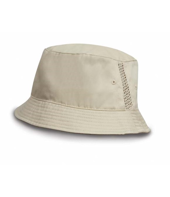 Result Headwear Deluxe washed cotton bucket hat with side mesh panels