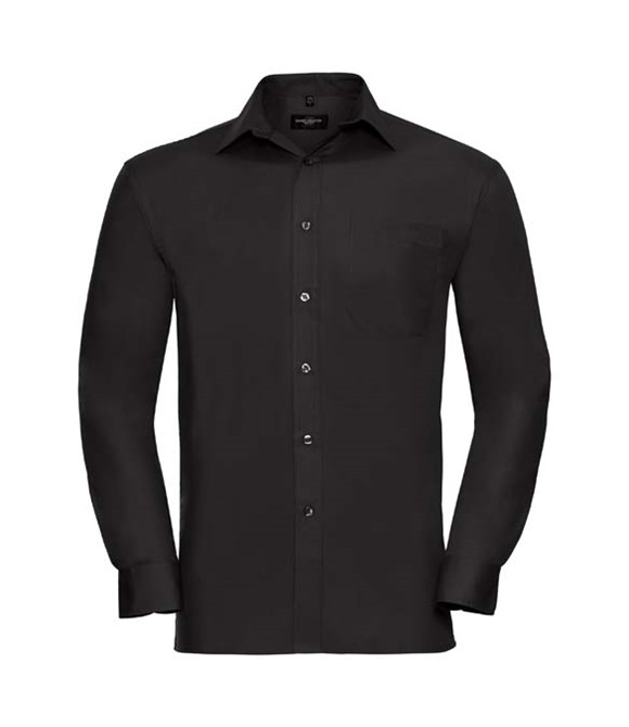Long sleeve pure cotton easycare poplin shirt