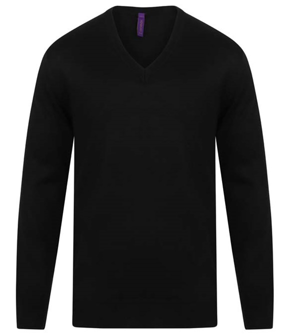 Henbury Cashmere touch acrylic v-neck jumper