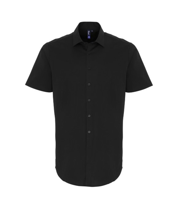Stretch fit cotton poplin short sleeve shirt