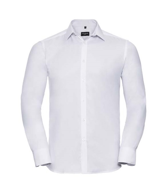 Russell Collection Long sleeve herringbone shirt