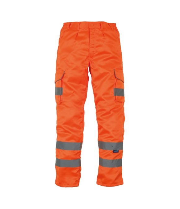 Hi-vis polycotton cargo trousers with knee pad pockets (HV018T/3M)