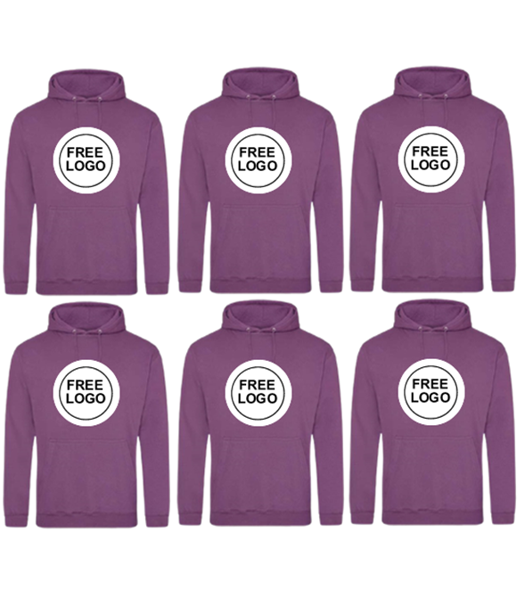 6 x AWDis Hoods College Hoodies With Free Logo