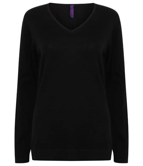 Henbury Women's 12 gauge v-neck jumper