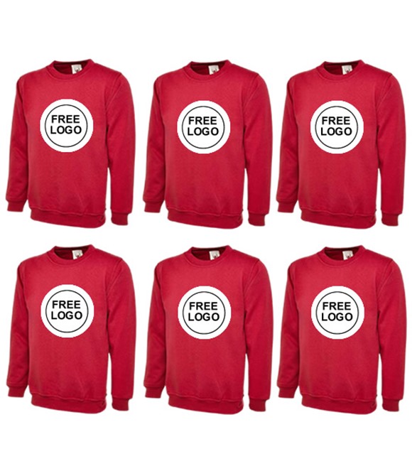 6 x Classic Sweatshirts With Free Logo