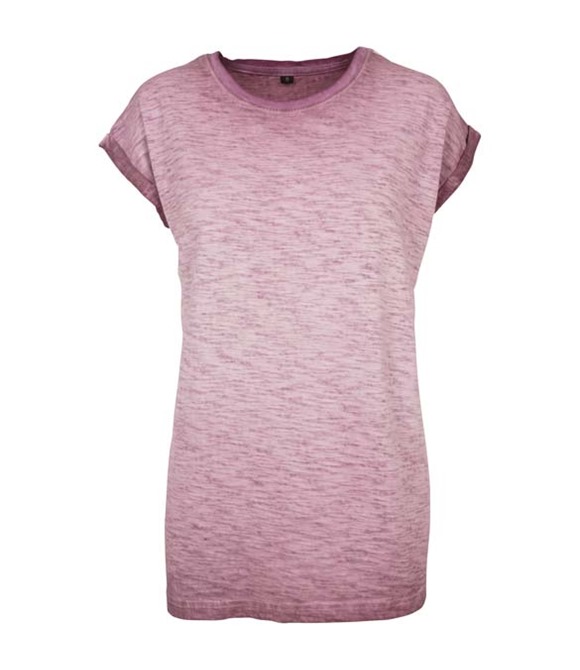 Build Your Brand Women's spray dye extended shoulder tee