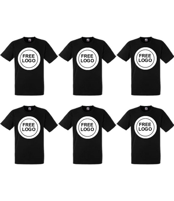 6 x Heavy Cotton T-Shirts With Free Logo