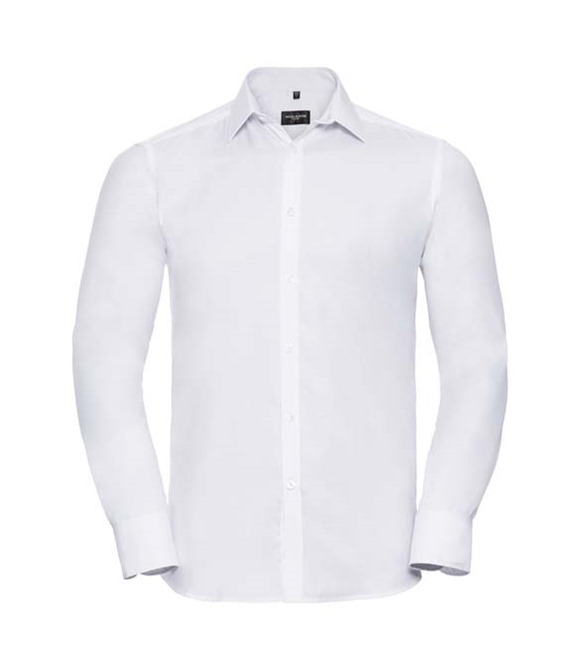 Russell Collection Long sleeve herringbone shirt