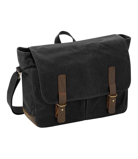 Quadra Heritage waxed canvas messenger