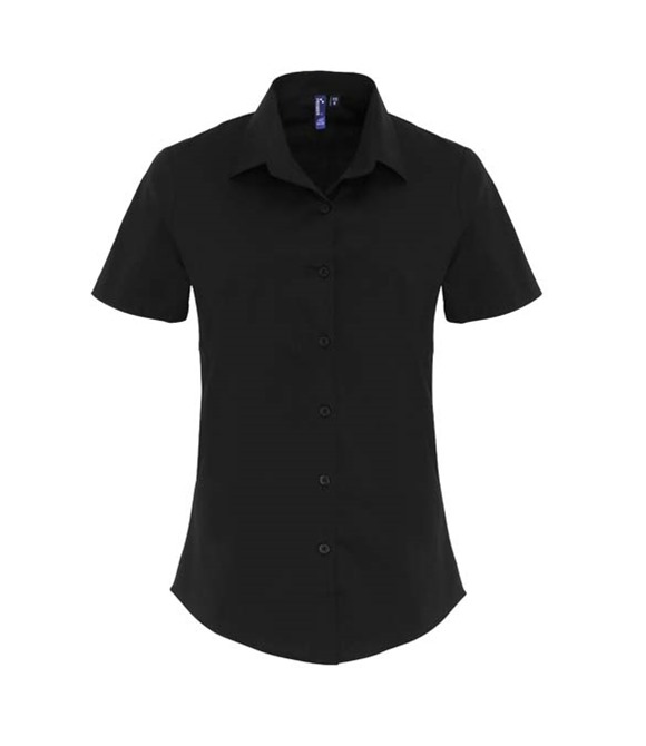 Women's stretch fit cotton poplin short sleeve blouse