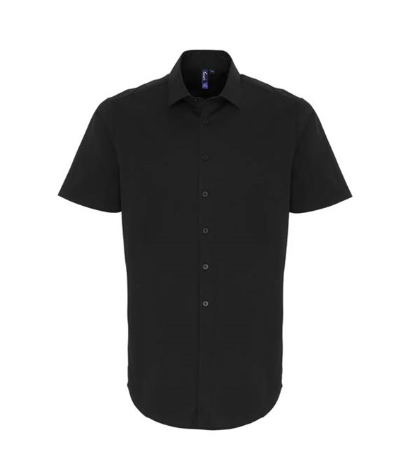 Stretch fit cotton poplin short sleeve shirt