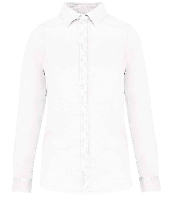 Ladies Washed Long Sleeve Shirt