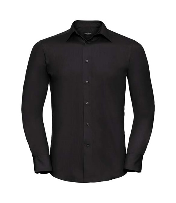Long sleeve polycotton easycare fitted poplin shirt