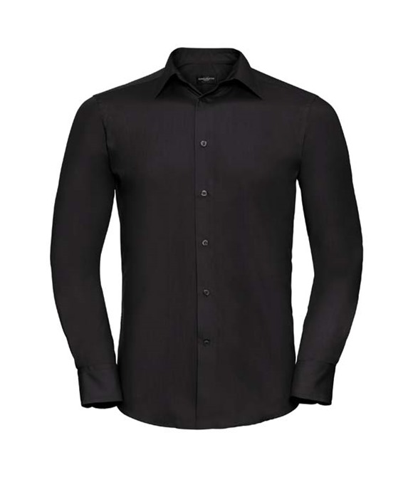 Russell Collection Long sleeve polycotton easycare fitted poplin shirt