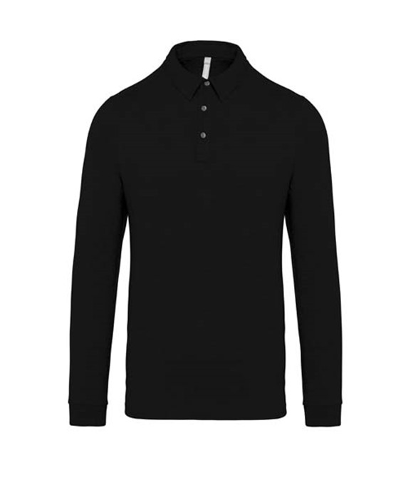 Jersey knit long sleeve polo shirt