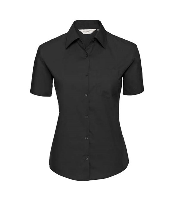 Russell Collection Women's short sleeve pure cotton easycare poplin shirt