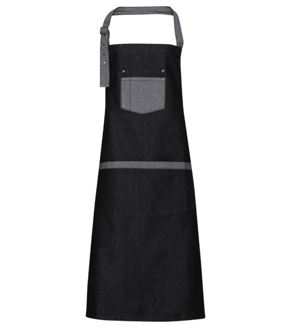Domain contrast denim bib apron