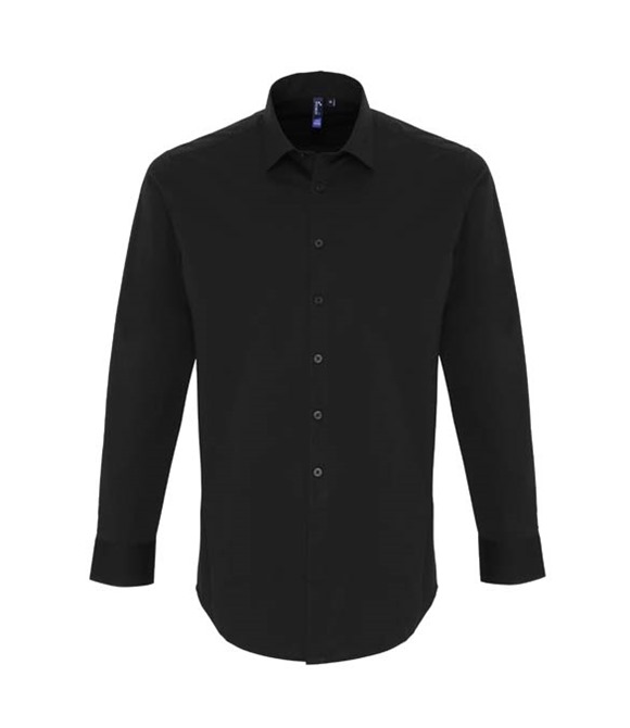Stretch fit cotton poplin long sleeve shirt
