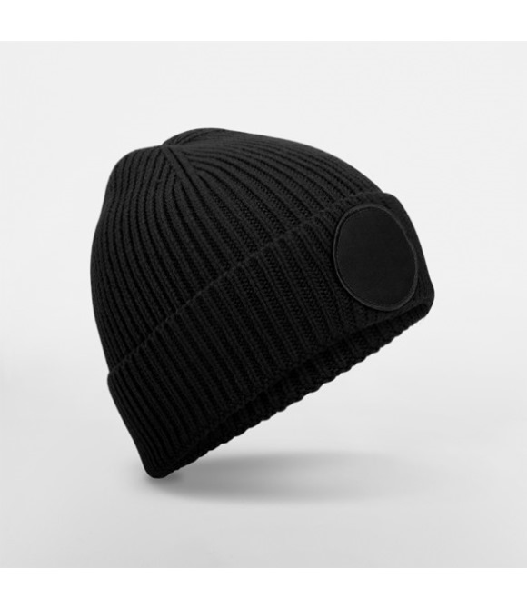 Circular fashion patch beanie