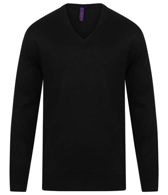 Henbury Cashmere touch acrylic v-neck jumper