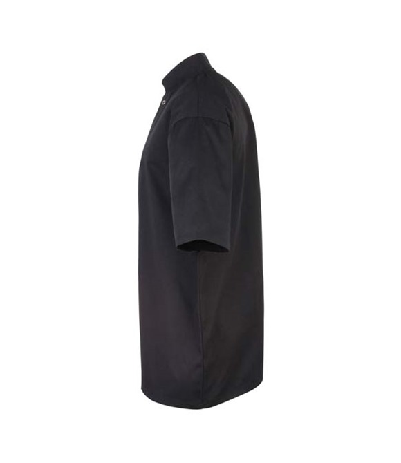 Studded front short sleeve chef's jacket