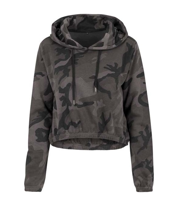 Build Your Brand Women's camo cropped hoodie