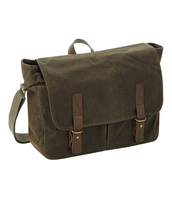 Quadra Heritage waxed canvas messenger