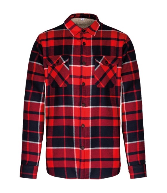 Sherpa-lined checked shirt jacket