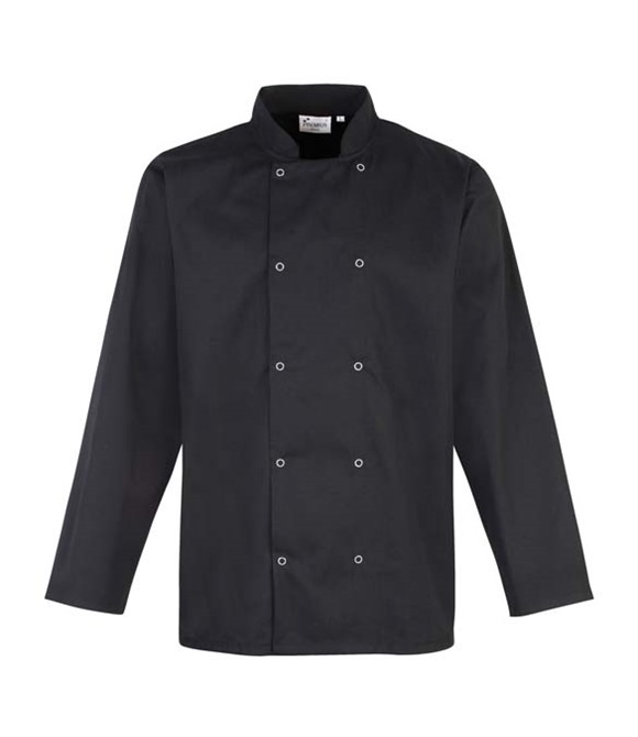 Studded front long sleeve chef's jacket