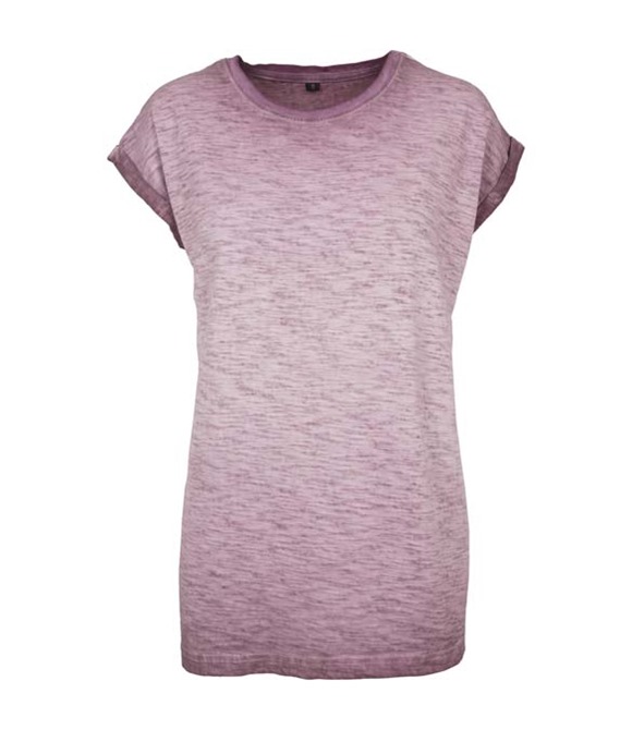 Build Your Brand Women's spray dye extended shoulder tee
