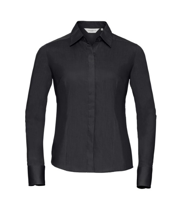 Women's long sleeve polycotton easycare fitted poplin shirt