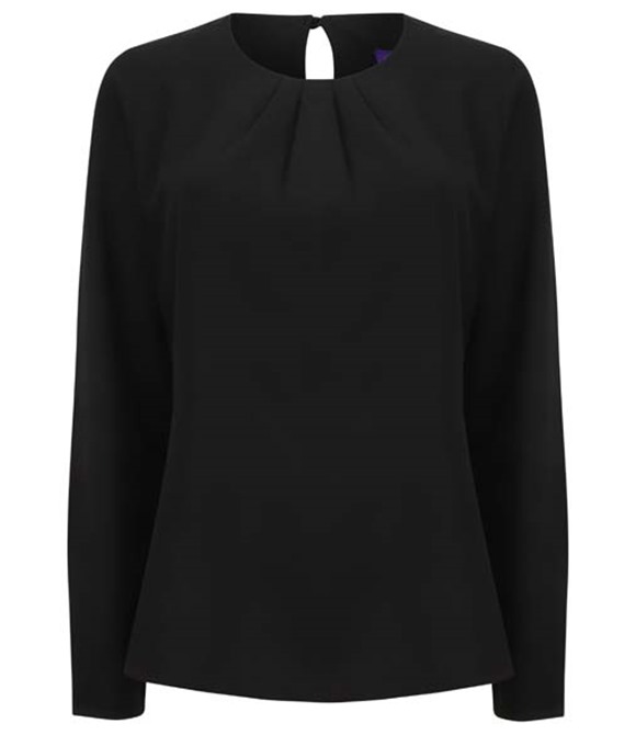 Henbury Women's pleat front long sleeve blouse