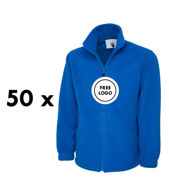 50 x UC604 Classic Full Zip Micro Fleece Jackets With Free Logo